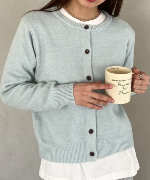 MYMOOD.（マイムード）の「クルーネックカーディガン（カーディガン/ボレロ・レディース・ライトイエロー/ライトブルー/ブラウン/ライトピンク/アイボリー・FREE）」の4枚目の写真