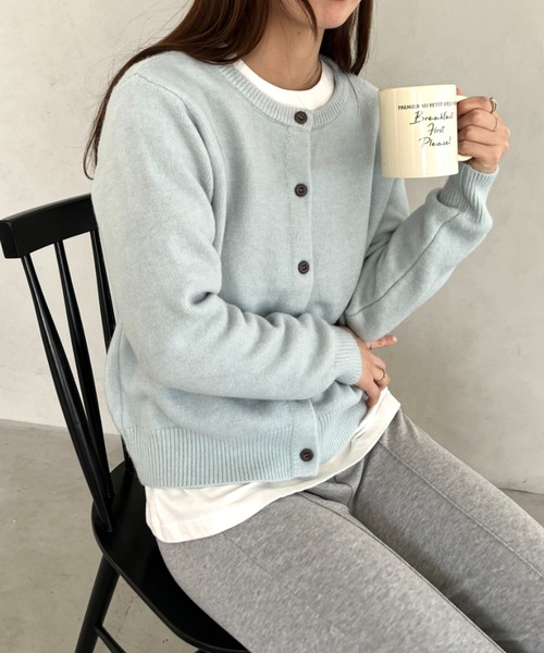 MYMOOD.（マイムード）の「クルーネックカーディガン（カーディガン/ボレロ・レディース・ライトイエロー/ライトブルー/ブラウン/ライトピンク/アイボリー・FREE）」の14枚目の写真