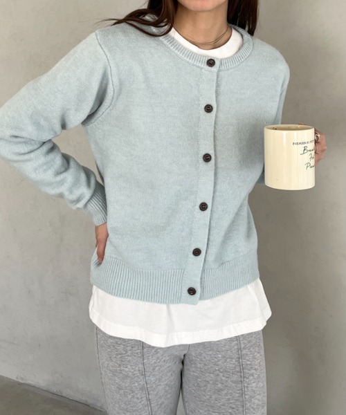 MYMOOD.（マイムード）の「クルーネックカーディガン（カーディガン/ボレロ・レディース・ライトイエロー/ライトブルー/ブラウン/ライトピンク/アイボリー・FREE）」の11枚目の写真