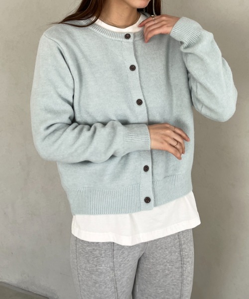 MYMOOD.（マイムード）の「クルーネックカーディガン（カーディガン/ボレロ・レディース・ライトイエロー/ライトブルー/ブラウン/ライトピンク/アイボリー・FREE）」の12枚目の写真