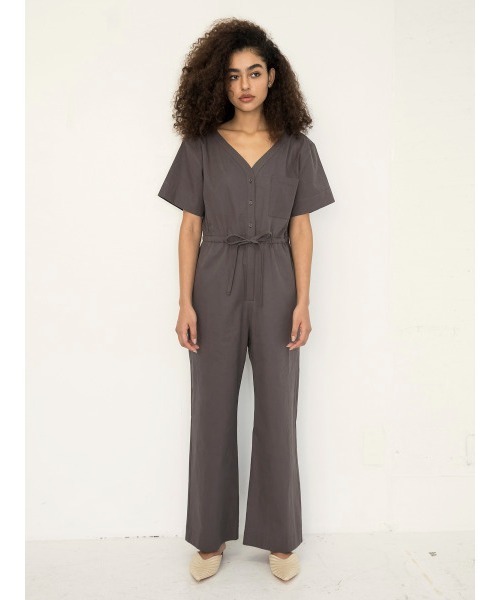 KEnTe(ケンテ)の「Cotton Jumpsuit(つなぎ/オールインワン・レディース・ピンク/カーキ・M)」の5枚目の写真
