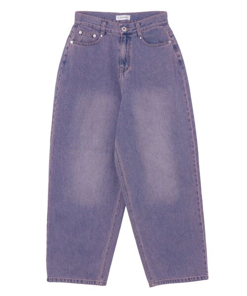 CALNAMUR(カルナムール)の「OVERDYE DENIM WIDE PT/デニムワイドパンツ(デニムパンツ・レディース・ピンク/ブルー・SMALL/MEDIUM)」の2枚目の写真