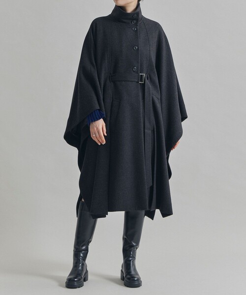 UNITED TOKYO(ユナイテッドトウキョウ)の「ロングケープコート(ポンチョ・レディース・ダークグレー/ライトグレー・FREE)」の4枚目の写真