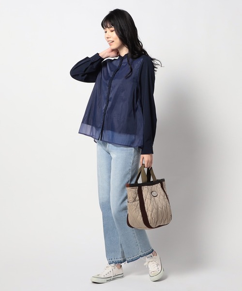 Grand PARK（グランドパーク）の「オーガンジー ドッキング長袖ブラウス（シャツ/ブラウス・レディース・ネイビー/グレー/ホワイト・FREE）」の9枚目の写真