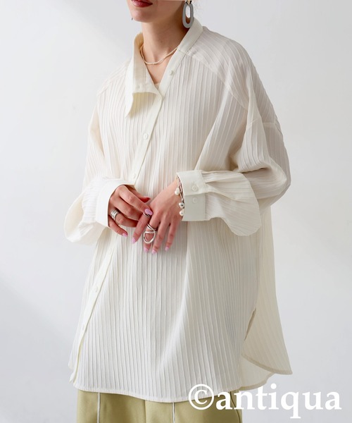 antiqua(アンティカ)の「アシンメトリーデザインシャツ(シャツ/ブラウス・レディース・ブラック/アイボリー/イエロー系その他・ONESIZE)」の1枚目の写真