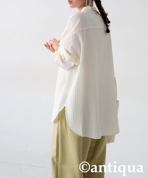 antiqua(アンティカ)の「アシンメトリーデザインシャツ(シャツ/ブラウス・レディース・ブラック/アイボリー/イエロー系その他・ONESIZE)」の6枚目の写真