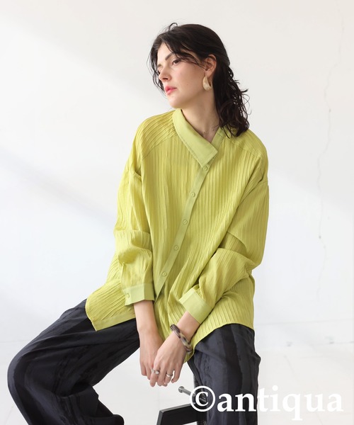 antiqua(アンティカ)の「アシンメトリーデザインシャツ(シャツ/ブラウス・レディース・ブラック/アイボリー/イエロー系その他・ONESIZE)」の12枚目の写真