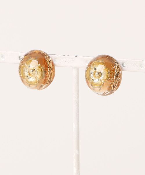 tone(トーン)の「【hazeleyes】ガラス風の丸型・大粒ヴィンテージイヤリング(MA)(イヤリング・レディース・レッド系その他/グリーン/ブラウン/ゴールド系その他/イエロー・FREE)」の2枚目の写真