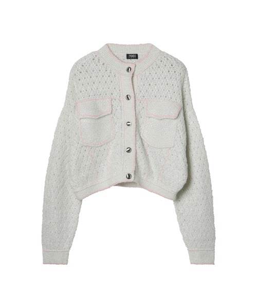 PAMEO POSE(パメオポーズ)の「Denim Knit Jacket(ニット/セーター・レディース・ブルー/ブラック/ホワイト・FREE)」の2枚目の写真