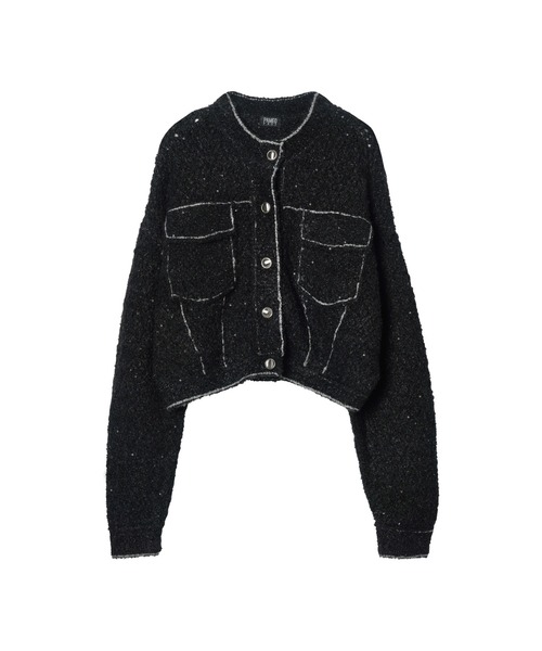 PAMEO POSE(パメオポーズ)の「Denim Knit Jacket(ニット/セーター・レディース・ブルー/ブラック/ホワイト・FREE)」の3枚目の写真