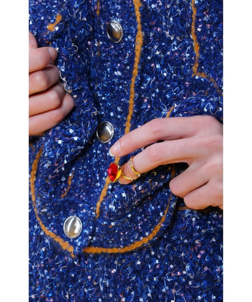 PAMEO POSE(パメオポーズ)の「Denim Knit Jacket(ニット/セーター・レディース・ブルー/ブラック/ホワイト・FREE)」の10枚目の写真