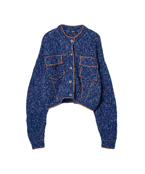 PAMEO POSE(パメオポーズ)の「Denim Knit Jacket(ニット/セーター・レディース・ブルー/ブラック/ホワイト・FREE)」の11枚目の写真
