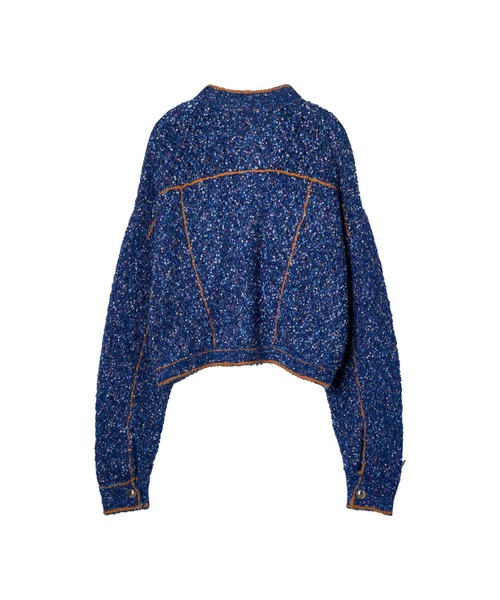 PAMEO POSE(パメオポーズ)の「Denim Knit Jacket(ニット/セーター・レディース・ブルー/ブラック/ホワイト・FREE)」の12枚目の写真