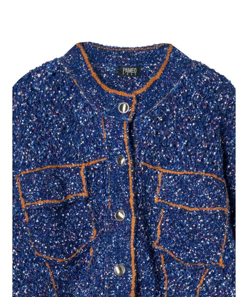 PAMEO POSE(パメオポーズ)の「Denim Knit Jacket(ニット/セーター・レディース・ブルー/ブラック/ホワイト・FREE)」の13枚目の写真