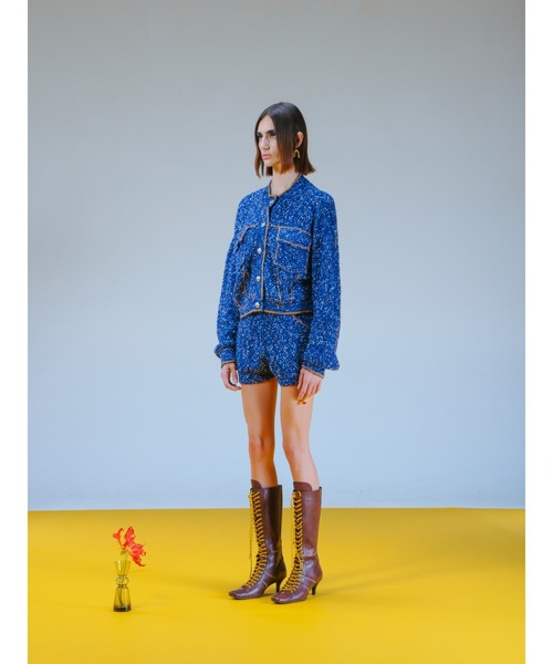 PAMEO POSE(パメオポーズ)の「Denim Knit Jacket(ニット/セーター・レディース・ブルー/ブラック/ホワイト・FREE)」の18枚目の写真