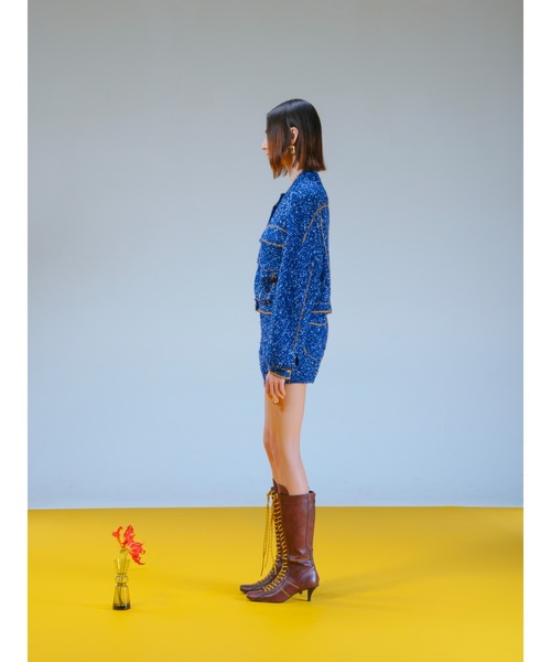 PAMEO POSE(パメオポーズ)の「Denim Knit Jacket(ニット/セーター・レディース・ブルー/ブラック/ホワイト・FREE)」の19枚目の写真