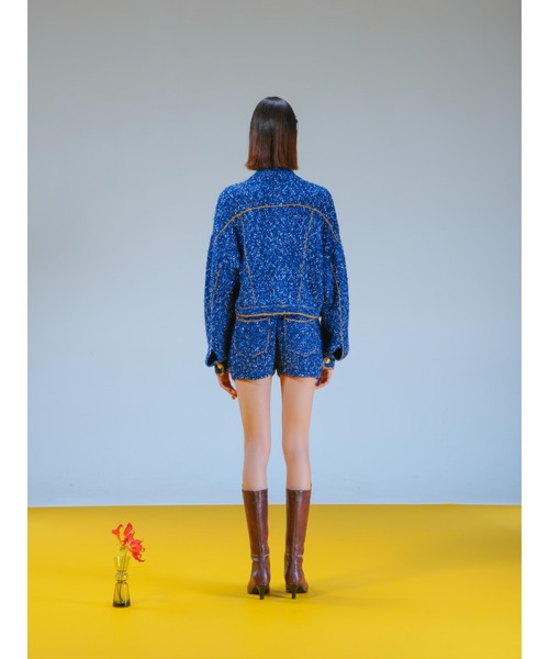 PAMEO POSE(パメオポーズ)の「Denim Knit Jacket(ニット/セーター・レディース・ブルー/ブラック/ホワイト・FREE)」の20枚目の写真