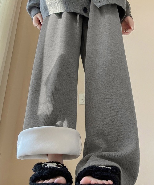 Miniministore（ミニミニストア）の「裏起毛ワイドパンツ 裏ボアイージーパンツ（スラックス・レディース・グレー/チャコールグレー/アイボリー/ブラック/ブラウン/ベージュ・FREE）」の15枚目の写真