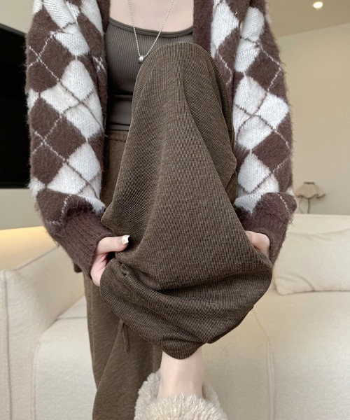 Miniministore（ミニミニストア）の「裏起毛ワイドパンツ 裏ボアイージーパンツ（スラックス・レディース・グレー/チャコールグレー/アイボリー/ブラック/ブラウン/ベージュ・FREE）」の20枚目の写真