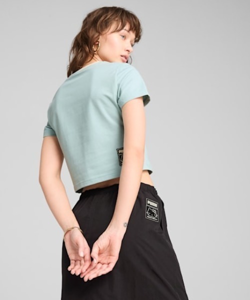 PUMA（プーマ）の「PUMA X HELLO KITTY  キティコラボ/ミニTシャツ 631613（Tシャツ/カットソー・レディース・ブラック/ライトブルー/オフホワイト・M/L）」の8枚目の写真
