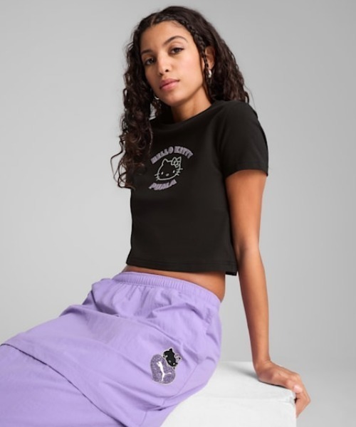 PUMA（プーマ）の「PUMA X HELLO KITTY  キティコラボ/ミニTシャツ 631613（Tシャツ/カットソー・レディース・ブラック/ライトブルー/オフホワイト・M/L）」の11枚目の写真