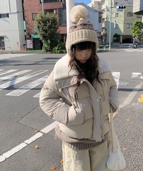 anyonemore（エニワンモア）の「イヤーフラップ付きポンポンノルディックニット帽（ニットキャップ/ビーニー・レディース・ベージュ・FREE）」の16枚目の写真