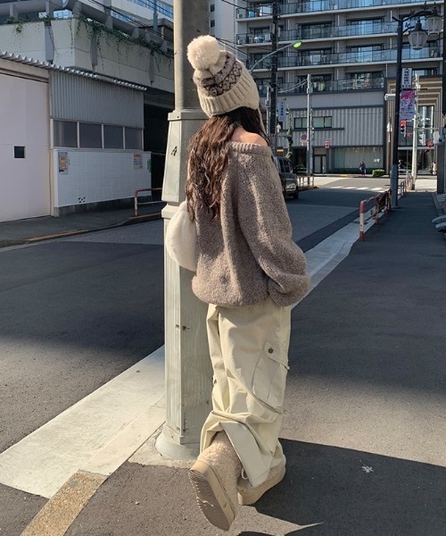 anyonemore（エニワンモア）の「イヤーフラップ付きポンポンノルディックニット帽（ニットキャップ/ビーニー・レディース・ベージュ・FREE）」の10枚目の写真