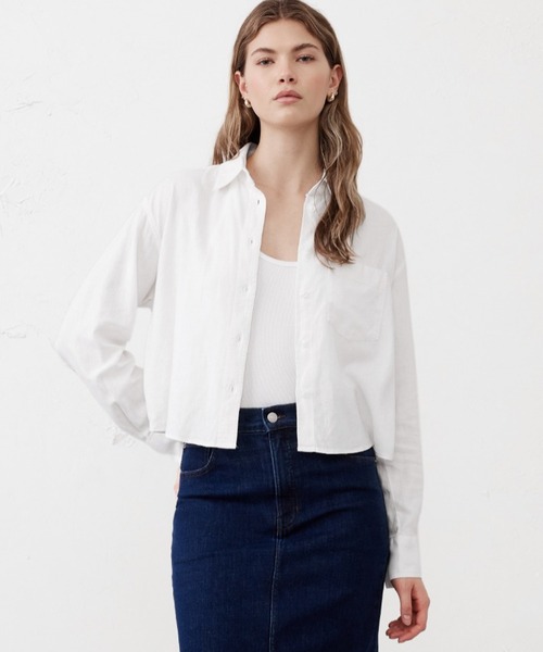 ブラウス シャツ BANANA REPUBLIC FACTORY STORE　　リネンブレンドクロップドシャツ レディース BANANA REPUBLIC FACTORY STORE リネンブレンドクロップドシャツ