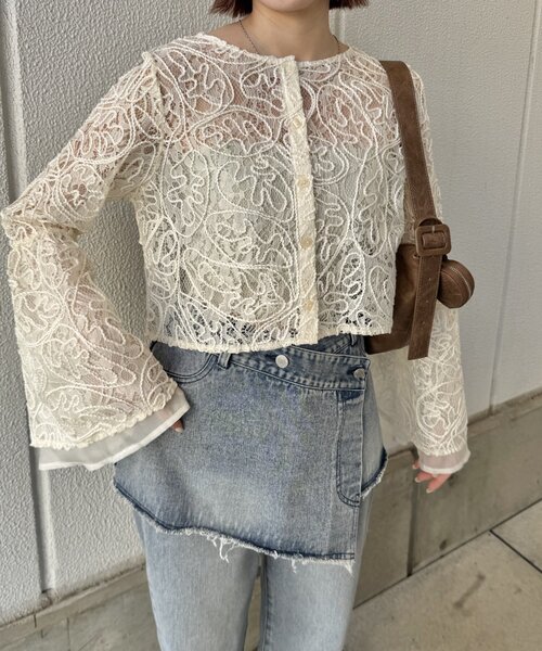 mline（エムライン）の「[mline]ロープレースブラウス（シャツ/ブラウス・レディース・ブラック/オフホワイト/アイボリー・FREE）」の10枚目の写真