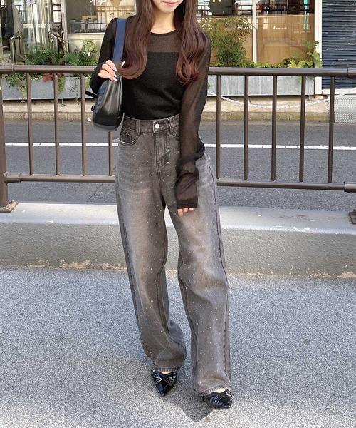 INGNI（イング）の「オーロララインストーン付デニムパンツ（デニムパンツ・レディース・グレー/ブルー系その他/ブルー系その他3・M/S）」の5枚目の写真