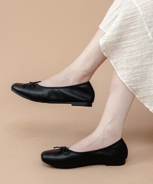 SHEPP(シープ)の「リボン付きフラットシューズ(バレエシューズ・レディース・ブラック/アイボリー・L/S/M)」の6枚目の写真