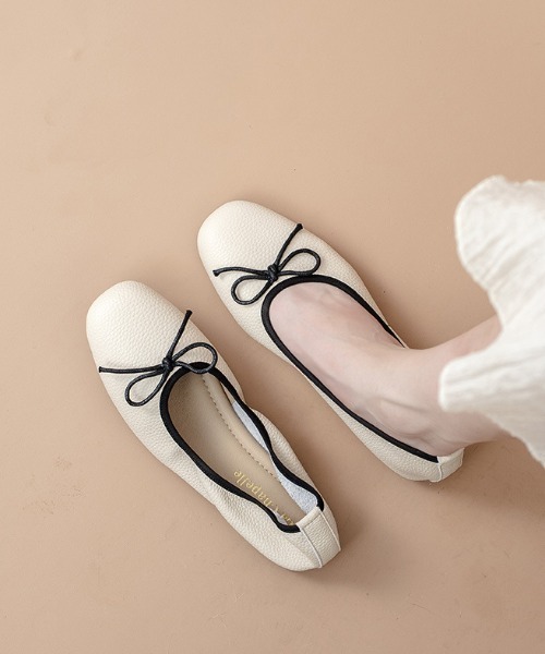 SHEPP(シープ)の「リボン付きフラットシューズ(バレエシューズ・レディース・ブラック/アイボリー・L/S/M)」の8枚目の写真