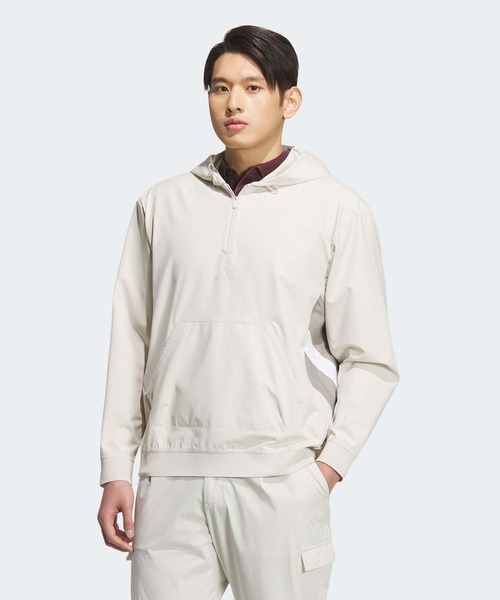 新品 アディダス セットアップ ハーフジップパーカー スカート ベージュ ゴルフ adidas パーカー ツイストウィーブ アーカイブデザイン サイド