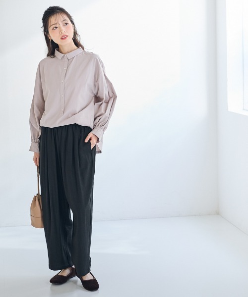 SMILE LAND（スマイルランド）の「＜大きいサイズ＞麻混ゆったりタックテーパードパンツ【Otona Purete】（その他パンツ・レディース・ブラック/ベージュ・3L～4L/5L～6L/L～LL）」の13枚目の写真