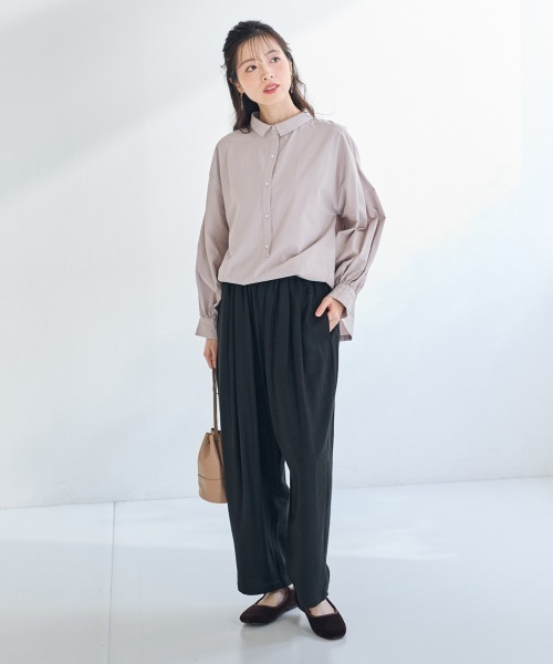 SMILE LAND（スマイルランド）の「＜大きいサイズ＞麻混ゆったりタックテーパードパンツ【Otona Purete】（その他パンツ・レディース・ブラック/ベージュ・3L～4L/5L～6L/L～LL）」の15枚目の写真