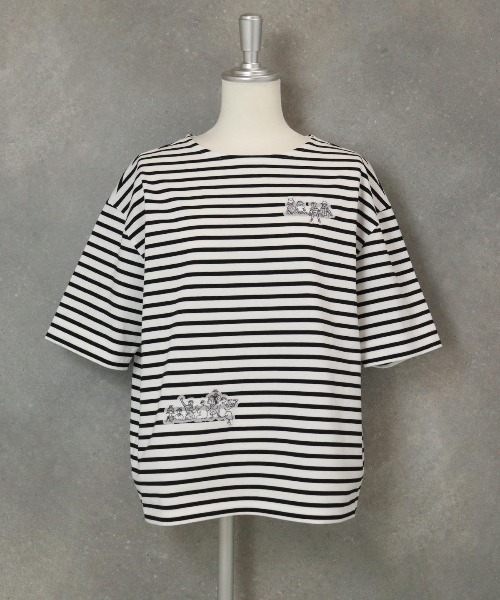STUDIO PICONE(スタジオピッコーネ)の「UV冷感ボーダープルオーバー(Tシャツ/カットソー・レディース・ベージュ/ブラック/ホワイト・L/M/LL)」の12枚目の写真