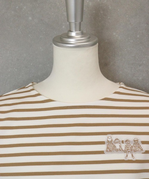 STUDIO PICONE(スタジオピッコーネ)の「UV冷感ボーダープルオーバー(Tシャツ/カットソー・レディース・ベージュ/ブラック/ホワイト・L/M/LL)」の6枚目の写真