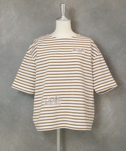 STUDIO PICONE(スタジオピッコーネ)の「UV冷感ボーダープルオーバー(Tシャツ/カットソー・レディース・ベージュ/ブラック/ホワイト・L/M/LL)」の7枚目の写真