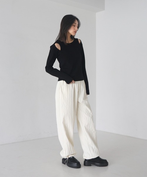 レイヤード風リブトップス（Tシャツ/カットソー）｜hellam（へ