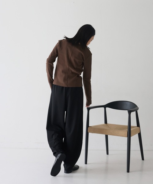 【希少】DIMMOIRE×REFREMコラボ　ジップカットソー　レイヤード スタイリスト村山佳世子コラボ]シアーサテンテーラード