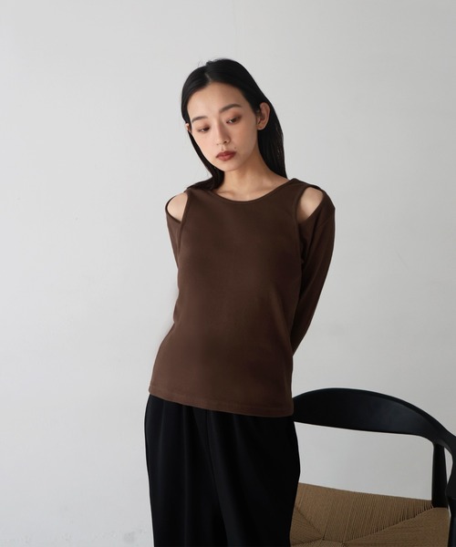 【希少】DIMMOIRE×REFREMコラボ　ジップカットソー　レイヤード スタイリスト村山佳世子コラボ]シアーサテンテーラード