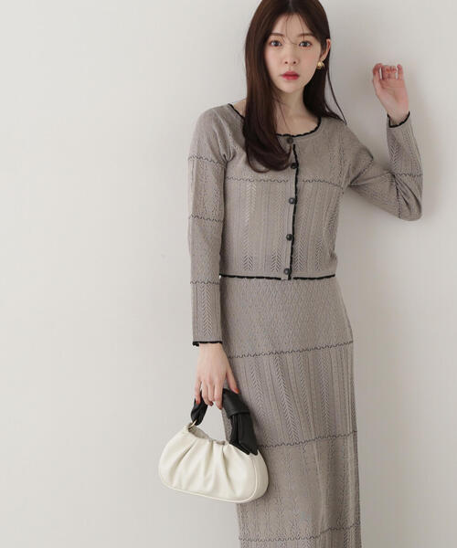 PROPORTION BODY DRESSING(プロポーションボディドレッシング)の「透かし編みSET UP / 1215140312(ワンピース・レディース・カーキ/ホワイト・SMALL/MEDIUM)」の8枚目の写真