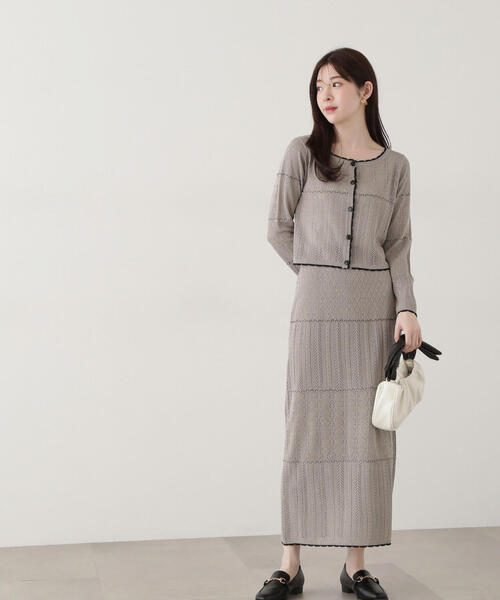 PROPORTION BODY DRESSING(プロポーションボディドレッシング)の「透かし編みSET UP / 1215140312(ワンピース・レディース・カーキ/ホワイト・SMALL/MEDIUM)」の9枚目の写真