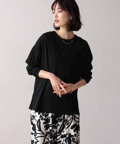 Bou Jeloud(ブージュルード)の「スラブジャージータンクセット(Tシャツ/カットソー・レディース・アイボリー/ブラック/グリーン/イエロー・38)」の1枚目の写真