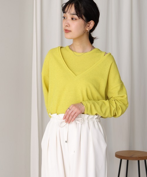 Bou Jeloud(ブージュルード)の「スラブジャージータンクセット(Tシャツ/カットソー・レディース・アイボリー/ブラック/グリーン/イエロー・38)」の16枚目の写真