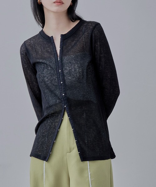etoll.（エトル）の「杢スラブシアーカーディガン（カーディガン/ボレロ・レディース・アイボリー/ブラック/杢グレー・FREE）」の21枚目の写真