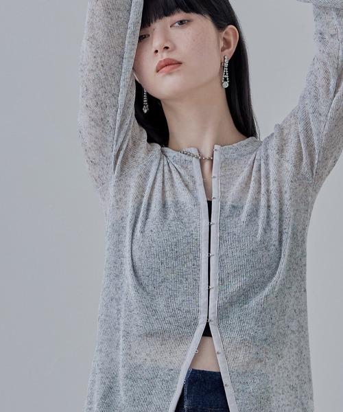 etoll.（エトル）の「杢スラブシアーカーディガン（カーディガン/ボレロ・レディース・アイボリー/ブラック/杢グレー・FREE）」の9枚目の写真