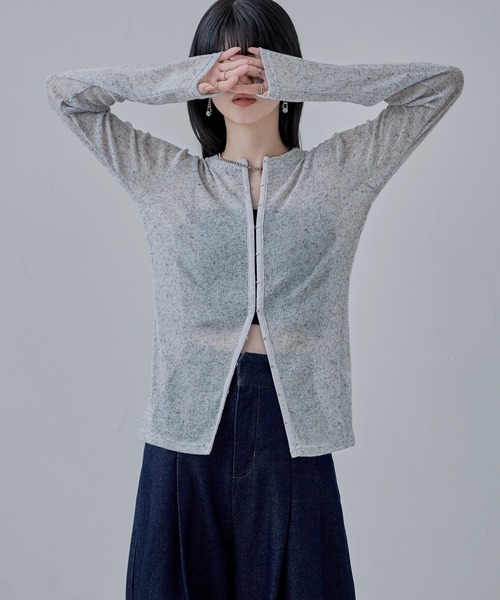 etoll.（エトル）の「杢スラブシアーカーディガン（カーディガン/ボレロ・レディース・アイボリー/ブラック/杢グレー・FREE）」の10枚目の写真