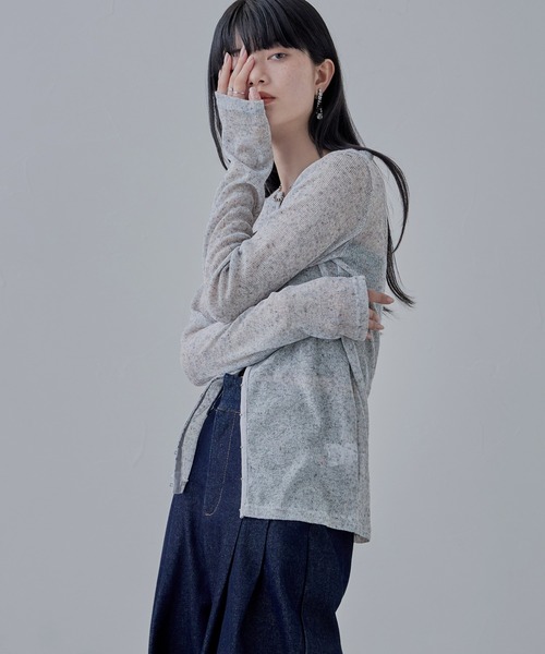 etoll.（エトル）の「杢スラブシアーカーディガン（カーディガン/ボレロ・レディース・アイボリー/ブラック/杢グレー・FREE）」の11枚目の写真