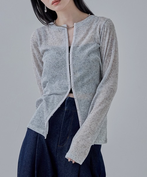 etoll.（エトル）の「杢スラブシアーカーディガン（カーディガン/ボレロ・レディース・アイボリー/ブラック/杢グレー・FREE）」の12枚目の写真